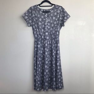 Vintage Haband for Her Black & White Floral Dress